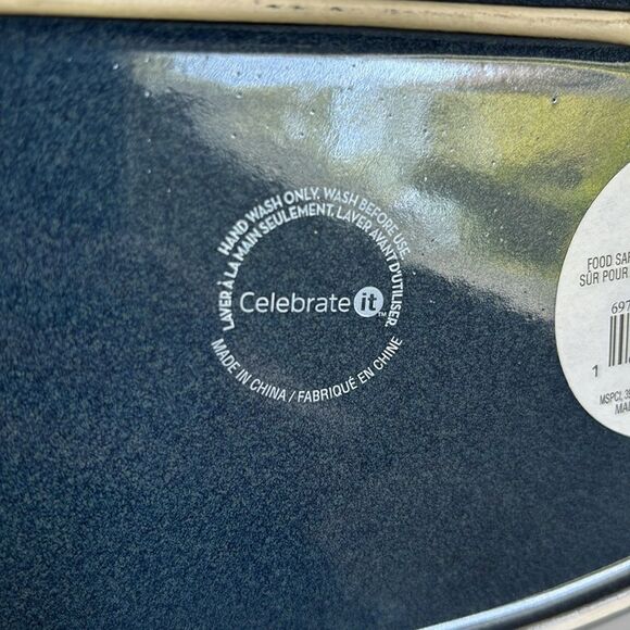 Thankful Platter Thanksgiving Holiday Blue Oval 14” Celebrate It - Picture 8 of 9